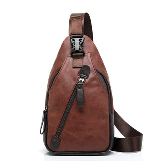 Scione Men Leather Backpacks Waterproof Chest Crossbody Bags Fashion Outdoor Business Casual Bag With Earphone Hole ALODIA STORE