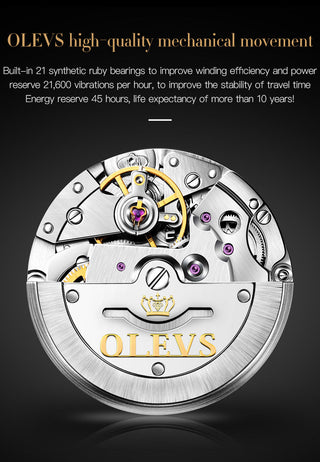 OLEVS Top Brand Automatic Mechanical Men Watch Threaded Dial Waterproof Stainless Steel Strap Classic Men's Watches Luxury ALODIA STORE