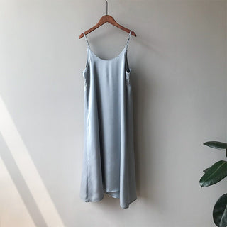 Spring summer Woman Tank Dress Casual Satin Sexy Camisole Elastic Female Home Beach Dresses v-neck camis sexy dress ALODIA STORE