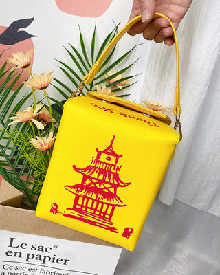 ENJOININ Chinese Takeout Box Purse Pu Leather Women ALODIA STORE