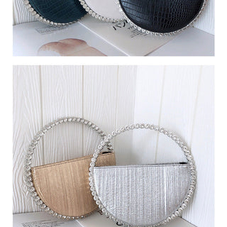 Luxury Colored Diamond Half Moon Women Purses and Handbags Evening Bag Serpentine Designer Party Clutch Bag Chic Wedding Bag ALODIA STORE