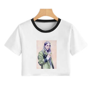 Summer Fashion Harajuku Sexy Tank Crop Top White Femme Clothes Women Cute Flower Season Girl Printed Croptop Short Sleeve ALODIA STORE