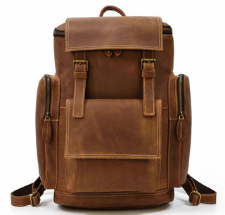 Genuine leather cow skin men large backpack outdoor travel backpack high quality ALODIA STORE