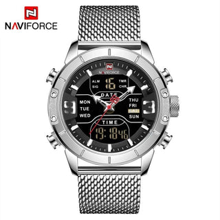 NAVIFORCE Men's Watches Top Brand Luxury Sports Watch For Men Quartz LED Digital Dual Clock Male Full Steel Military Wrist Watch ALODIA STORE