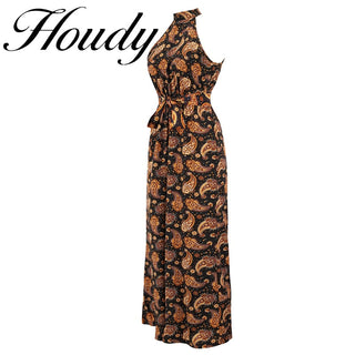 Fashion Sexy Female Wide-Leg Tropical Dress Sleeveless Elegant Tie Long Dress Party Bridesmaid Robe Long Skirt Party Dress ALODIA STORE