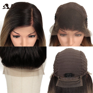 Noble Synthetic Lace Front Wig Long straight Hair 28 Inch Natural Wig Ombre Blonde Wig Heat Resistant Fiber Wigs For Black Women ALODIA STORE