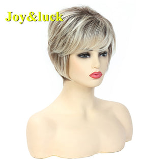 Short Ombre Blonde Wig Synthetic Bob Straight Hair With Bangs Women Natural Daily Wear Wig ALODIA STORE