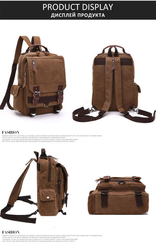 Scione Small Canvas Backpack Men Travel Back Pack Multifunctional Shoulder Bag Women Laptop Rucksack School Bags Female Daypack ALODIA STORE
