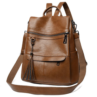 New Women Backpacks Soft Leather Fashion Casual Tassel ALODIA STORE