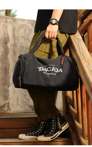 Male Large Capacity Canvas Travel Bags Men Fitness Sports Training Handbag With Shoes Pocket Black Khaki Shoulder Bag XA32M ALODIA STORE