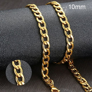 Vnox Men's Cuban Link Chain Necklace Stainless Steel Black Gold Color Male Choker colar Jewelry Gifts for Him ALODIA STORE