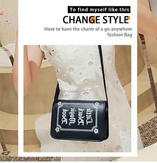 JIEROTYX Letter Print Shoulder Bag Rock Designer ALODIA STORE