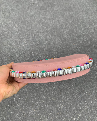 Luxury Colored Diamond Half Moon Women Purses and Handbags Evening Bag Serpentine Designer Party Clutch Bag Chic Wedding Bag ALODIA STORE