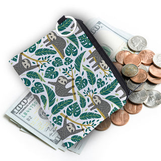 Jomtokoy Cute Sloth printing waterproof Purse Card Key Pouch Small Zipper Coin Purse Card Holder Mini square wallet ALODIA STORE
