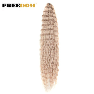 FREEDOM Synthetic Long Curly Wave Crochet Hair 32 Inch Synthetic Braiding Hair Natural Wavy Ombre Blonde Red Hair Extensions ALODIA STORE
