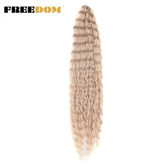 FREEDOM Synthetic Long Curly Wave Crochet Hair 32 Inch Synthetic Braiding Hair Natural Wavy Ombre Blonde Red Hair Extensions ALODIA STORE