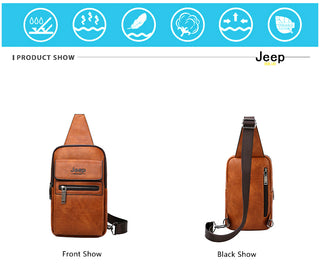 JEEP BULUO Brand Fashion Sling Bags High Quality Men Bags Split Leather Large Size Shoulder Crossbody Bag For Young Man ALODIA STORE