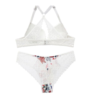 New 2020 sexy 3/4 cup back closure lace women bra set thong hollow out  underwear  intimante  lingerie alodia store