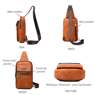 JEEP BULUO Brand Fashion Sling Bags High Quality Men Bags Split Leather Large Size Shoulder Crossbody Bag For Young Man ALODIA STORE