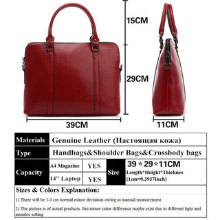 New Genuine Leather Briefcase For Woman Laptop Computer Bag Women's Handbags Office Ladies Shoulder Messenger Bags Bolso Hombre ALODIA STORE
