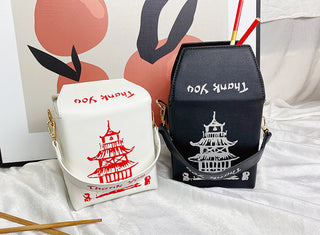 ENJOININ Chinese Takeout Box Purse Pu Leather Women ALODIA STORE