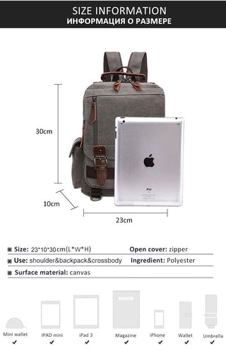 Scione Small Canvas Backpack Men Travel Back Pack Multifunctional Shoulder Bag Women Laptop Rucksack School Bags Female Daypack ALODIA STORE