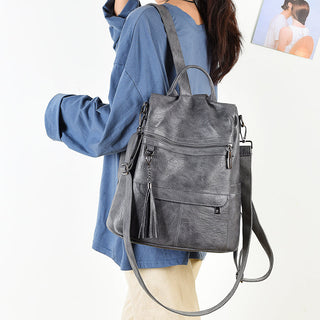 New Women Backpacks Soft Leather Fashion Casual Tassel ALODIA STORE