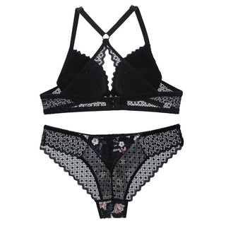 New 2020 sexy 3/4 cup back closure lace women bra set thong hollow out  underwear  intimante  lingerie alodia store