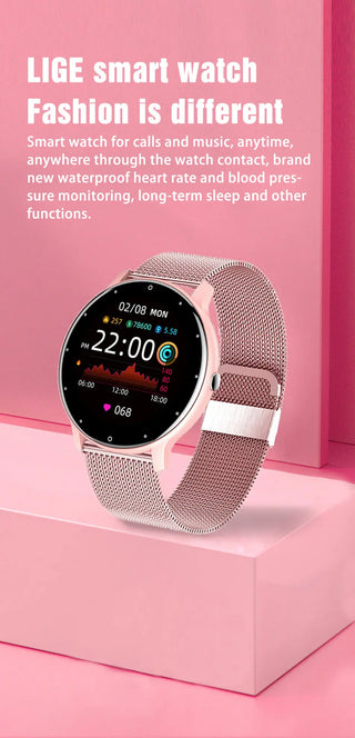 LIGE New Women Smart Watch Men Real-Time Activity Tracker Heart Rate Monitor Sports Ladies Smart Watch Men For Android IOS ALODIA STORE