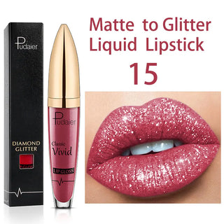 Sexy Diamond Shimmer Glitter Lipg Loss Matte To Glitter Liquid Lipstick Waterproof Diamond Pearl Colour Lip Gloss Makeup Beauty ALODIA STORE