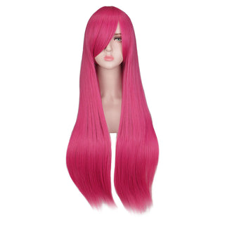 QQXCAIW Long Straight Cosplay Wig Black Purple Pink Blue Sliver Gray Blonde White Orange Brown Synthetic Hair Wigs ALODIA STORE