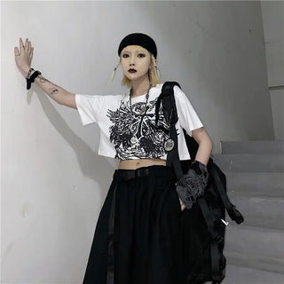 Gothic Style Crop Top Harajuku Graphic T Shirt for Women Ulzzang Korean Tshirt Summer Tee Croptop Goth Clothes Short Sleeve y2k ALODIA STORE