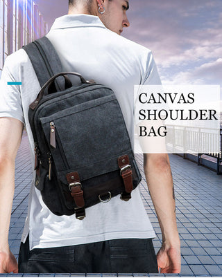 Scione Small Canvas Backpack Men Travel Back Pack Multifunctional Shoulder Bag Women Laptop Rucksack School Bags Female Daypack ALODIA STORE