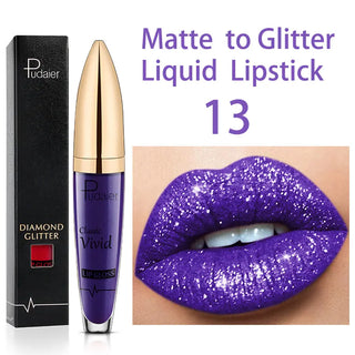 Sexy Diamond Shimmer Glitter Lipg Loss Matte To Glitter Liquid Lipstick Waterproof Diamond Pearl Colour Lip Gloss Makeup Beauty ALODIA STORE