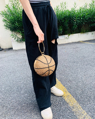 Luxury Basketball Diamond Party Evening Bag Purses and Handbag for Women Ball Shape Shoulder Bag Clutch Designer Crossbody Bag ALODIA STORE