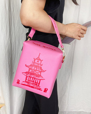 ENJOININ Chinese Takeout Box Purse Pu Leather Women ALODIA STORE