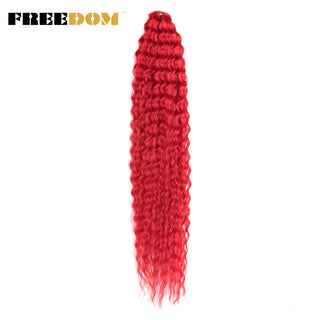 FREEDOM Synthetic Long Curly Wave Crochet Hair 32 Inch Synthetic Braiding Hair Natural Wavy Ombre Blonde Red Hair Extensions ALODIA STORE