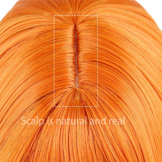 Short straight orange wig with bangs synthetic fiber wig African American white female cosplay/party/daily wig ALODIA STORE