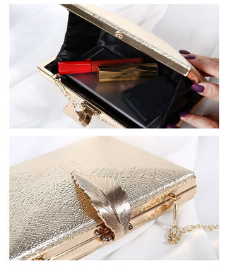 Gold For Bridal Metal Leaf Lock Shoulder Bag  ZD1524 ALODIA STORE