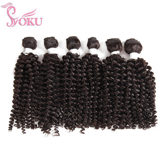 SOKU Kinky Curly Synthetic Hair Weaving 18-22 Inch Hair Extension Black Hair Weft Heat Resistant Fiber Hair Weave Bundles ALODIA STORE