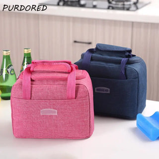 PURDORED 1 Pc Portable Large Lunch Bag Waterproof Food Picnic Lunch Box Bag Insulated Women Cooler Bags Fresh Bento Food Pouch ALODIA STORE