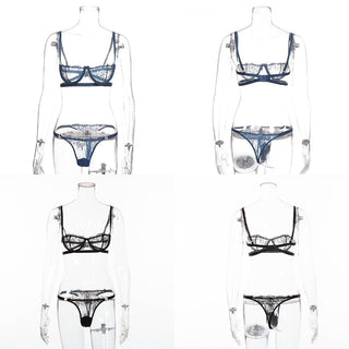 Ellolace Sexy Women's Underwear Lingerie See Through Bra Low Cup Lace Underwear Set Sexy Lingerie Set Bra And Panty Set alodia store