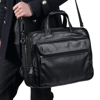 Large Men Leather Handbgs Male Genuine Leather Business Travel Brifcases Bag Men's 15.6 Inch Laptop Shoulder Bag Business A4 Bag ALODIA STORE