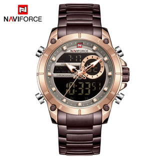 NAVIFORCE Luxury Original Sports Wrist Watch For Men Quartz Steel Waterproof Dual Display Fashion Watches Relogio Masculino 9163 ALODIA STORE