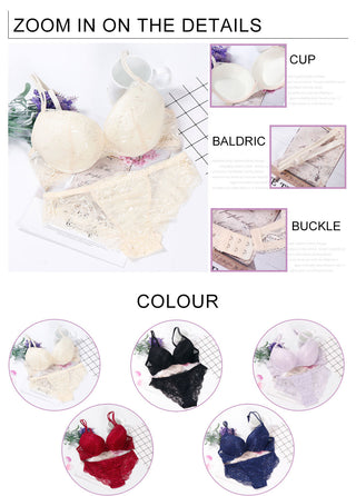 lingerie porno push up bra set intimates lace top and panties lace underwear set 3/4 cup underwear set women ALODIA STORE