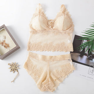 Fashion Female Bra Aet Sexy Lace Tube Top Women Gather Bra Panties Underwear Set ALODIA STORE