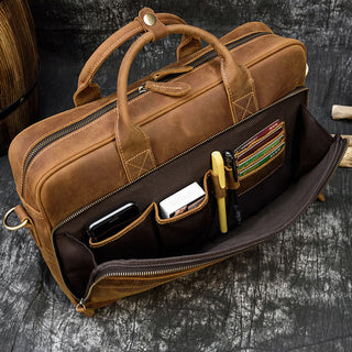 MAHEU Retro Laptop Briefcase Bag Genuine Leather Handbags Casual 15.6 Pad Bag Daily Working Tote Bags Men Male bag for documents ALODIA STORE