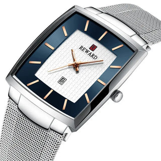 REWARD Top Brand Men's Watch Business Relogio Masculino Square Quartz Man Watch Men Wristwatch Full Steel Waterproof Male Watch ALODIA STORE
