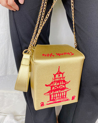 ENJOININ Chinese Takeout Box Purse Pu Leather Women ALODIA STORE
