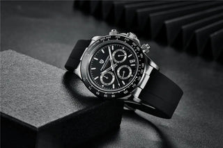 PAGANI DESIGN Top Brand New Men Quartz Wristwatch Luxury Sapphire Glass Sports Watch Rubber Strap Chronograph Watch Men Relogio ALODIA STORE